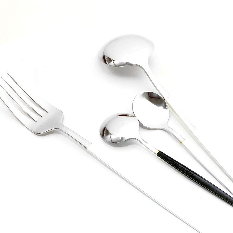 Gugrida 40-Piece Silverware Set 18/10 Stainless Steel Reusable Utensils Forks Spoons Knives Set, Mirror Polished Cutlery Flatware Set, Great for Family Gatherings & Daily Use (Service for 10, Black Silver) - Image 4